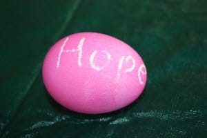 Easter egg with Hope written on it.