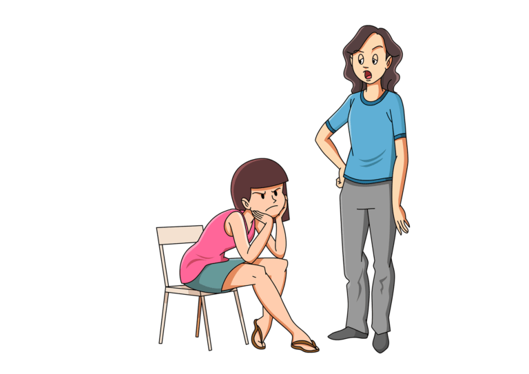 Cartoon of angry teen being lectured by parent